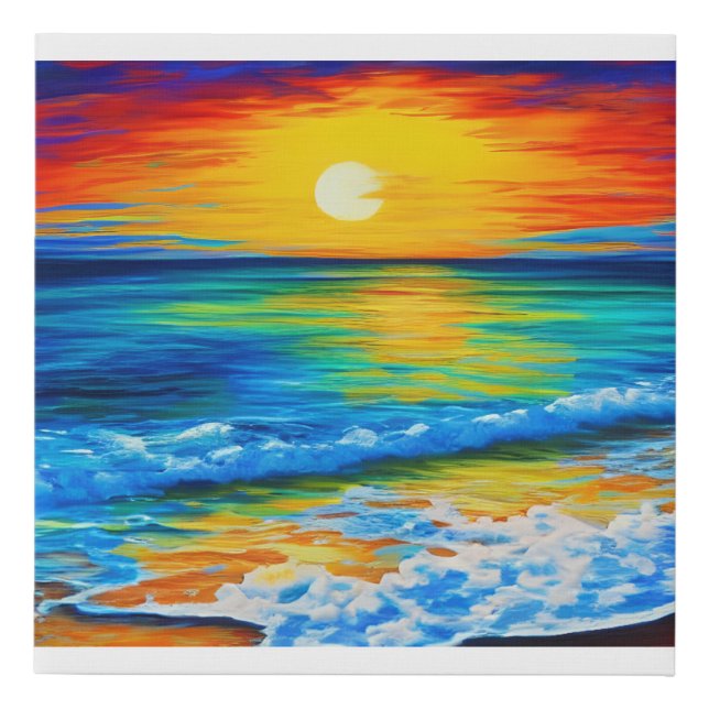 Perfect Beach Sunset Faux Canvas Print (Front)