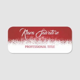 Perfect Beautiful Christmas Red White Snowflake Name Tag