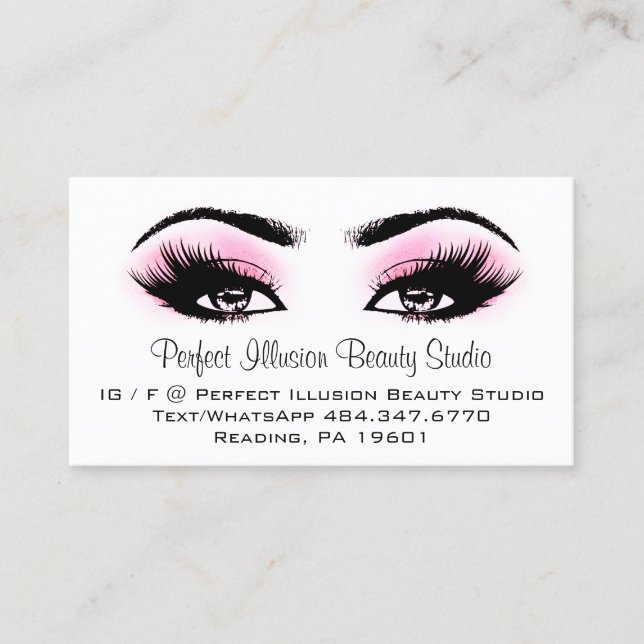 Perfect Beauty Services Pink Lash Makeup Business Card (Front)