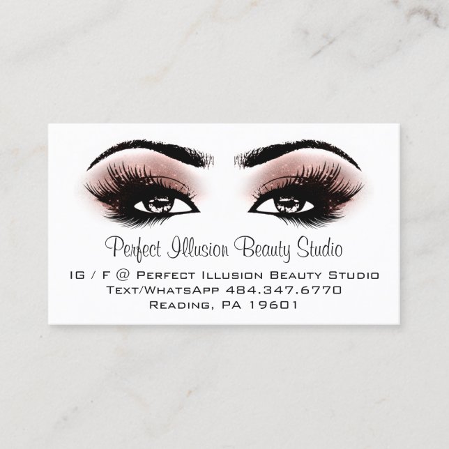 Perfect Beauty Studio Services Lashes Rose Business Card (Front)