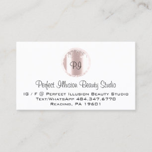 Perfect Beauty Studio Services Monogram Rose Business Card