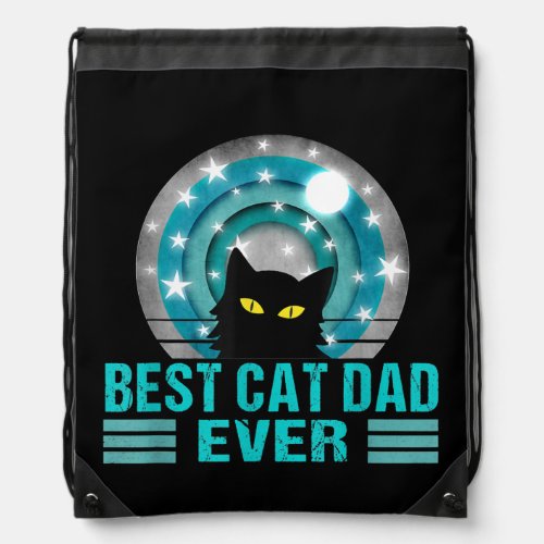 Perfect Best Cat Dad Ever Funny Vintage Retro Drawstring Bag