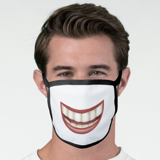 Perfect Big Smile Showing Teeth Fun Face Mask (Worn Him)