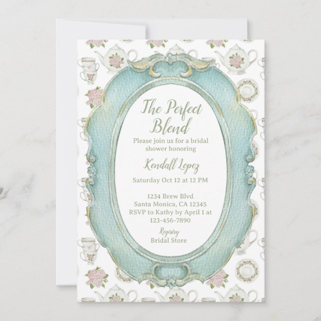 Perfect Blend Coffee Tea Bridal Shower  Invitation (Front)