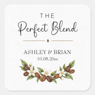 Perfect Blend Coffee Wedding Favor Stickers Square