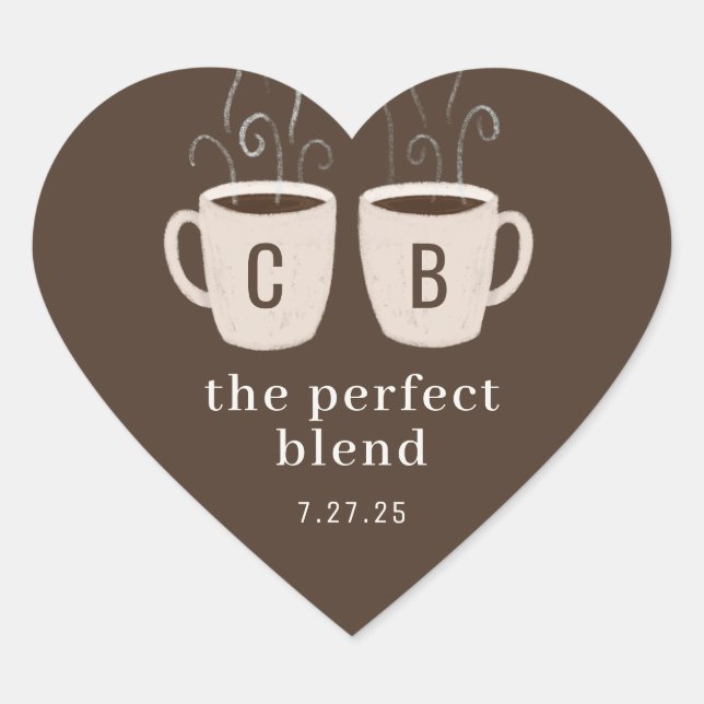 Perfect Blend Couple Mugs Favor Heart Sticker (Front)