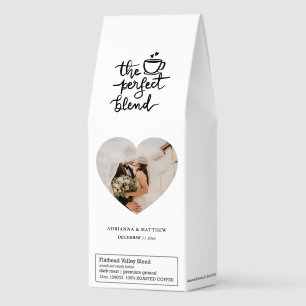 Perfect Blend Cute Script Wedding Photo Heart Roasted Coffee