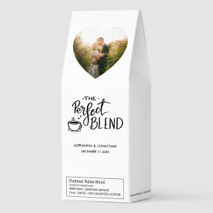 Perfect Blend Script Modern Wedding Couple Photo Roasted Coffee