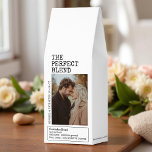 Perfect Blend Typewriter Photo Wedding Roasted Coffee<br><div class="desc">The Perfect Blend Photo Wedding Roasted Coffee Favors. Celebrate your special day with “The Perfect Blend”! This personalized coffee favor features your names, wedding date, and a favorite photo, making it the perfect keepsake for guests to take home. Minimalist and elegant, it’s designed to complement any wedding style—from rustic and...</div>
