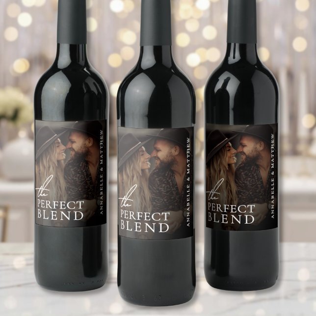 Perfect Blend Wedding Photo Wine Label (Perfect Blend Wedding Photo Wine Label )