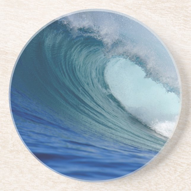 Perfect blue ocean surfing wave drink coaster (Front)