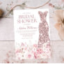 Perfect Blush Floral Rose Gold Dress Bridal Shower Invitation