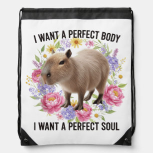 Perfect Body Perfect Soul Cute Capybara Mental Hea Drawstring Bag
