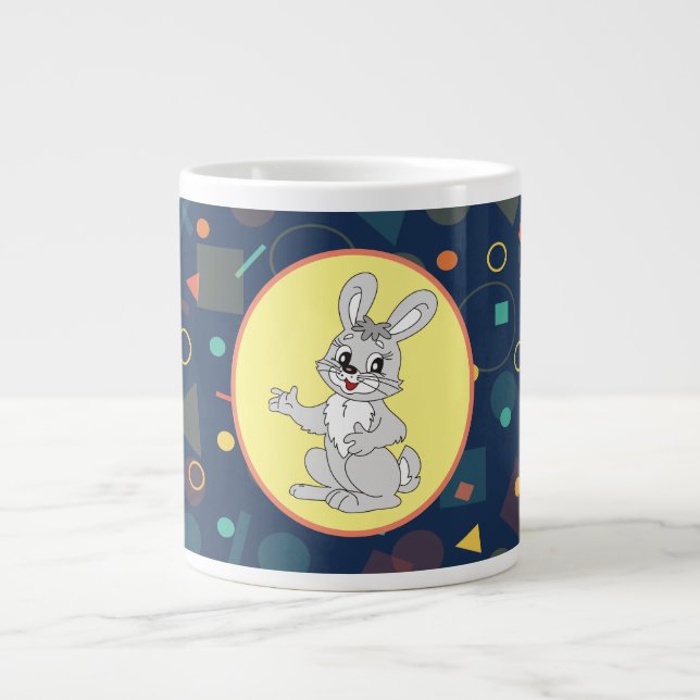 Perfect Bunny Rabbit Geometric Pattern Giant Coffee Mug (Front)