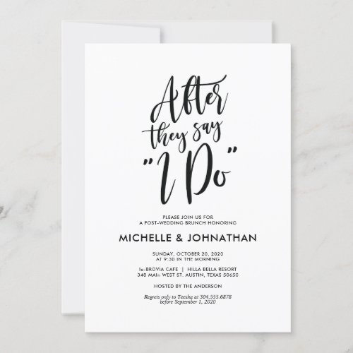 Perfect Calligraphy Post Wedding Brunch Invites