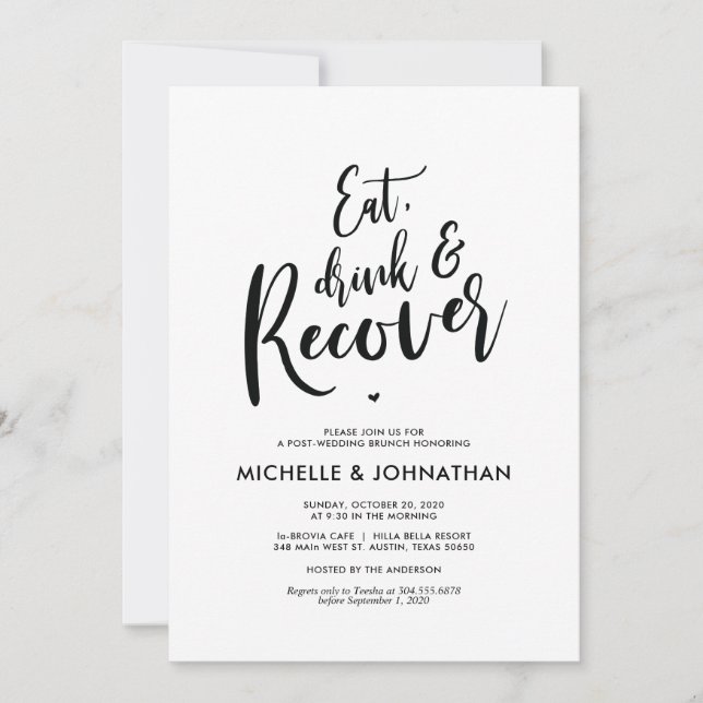 Perfect Calligraphy Post Wedding Brunch Invites (Front)