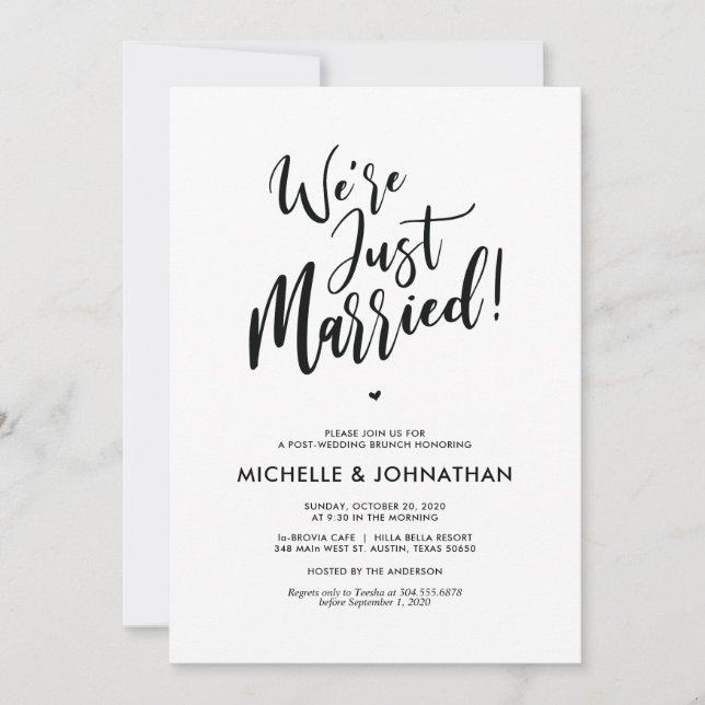 Perfect Calligraphy Post Wedding Brunch Invites (Front)