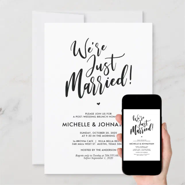 Perfect Calligraphy Post Wedding Brunch Invites | Zazzle