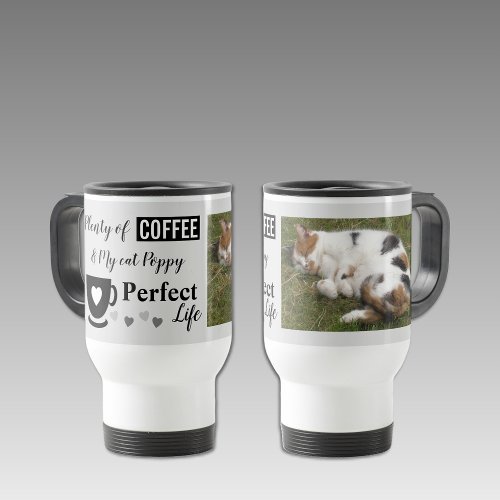 Perfect cat pet and coffee grey black photo travel mug