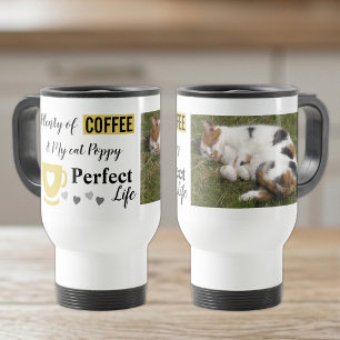 Perfect cat pet and coffee white gold photo travel mug