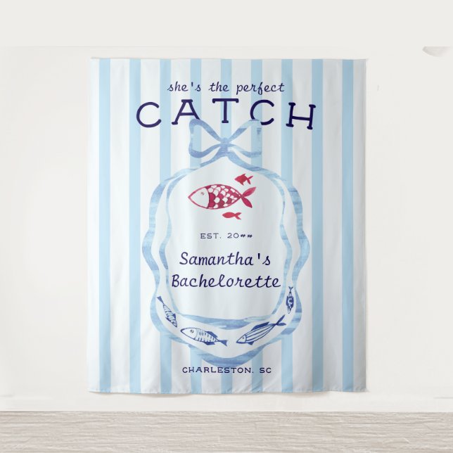Perfect Catch Beach Fishing Bachelorette Backdrop (Front)