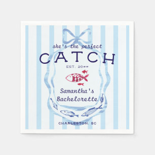 Perfect Catch Beach Preppy Fishing Bachelorette Napkins