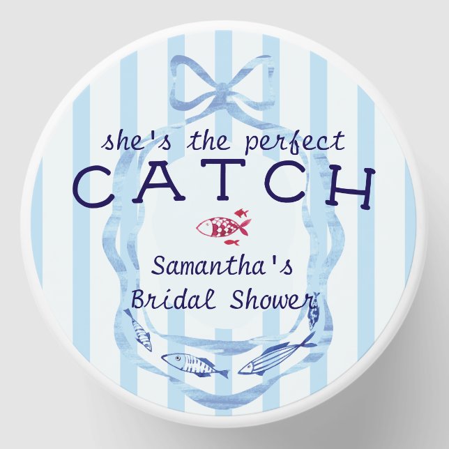 Perfect Catch Beach Preppy Fishing Bridal Shower Mini Candle Favors (Front)