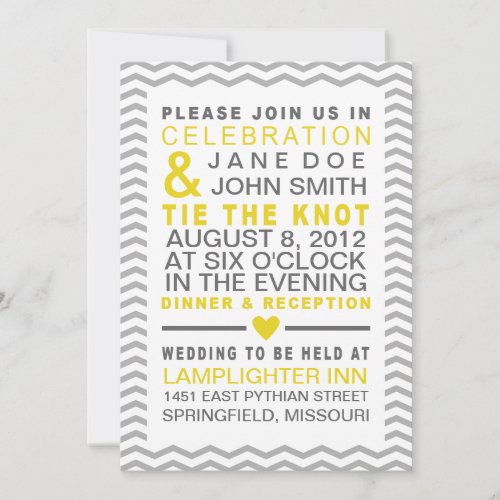 Perfect Chevron Yellow &amp; Grey Invitation