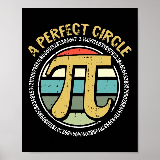 Perfect Circle Pi Day Retro Math Symbols Number Te Poster (Front)