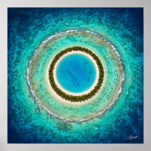 Perfect Circular Atoll Satellite View Poster