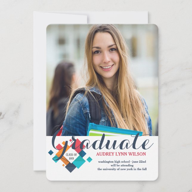 Perfect Colors Photo Graduation Announce/Invite Invitation (Front)