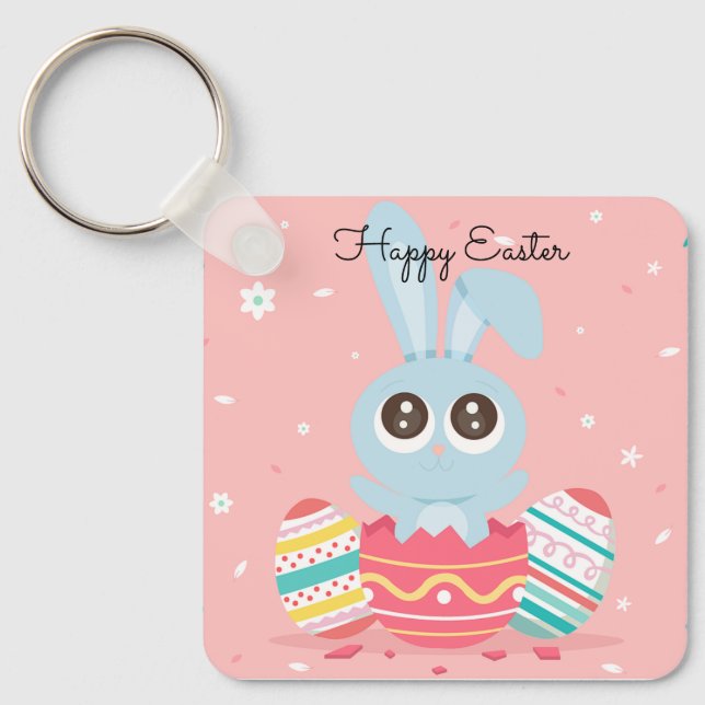 Perfect, Cool Happy Easter,  Bunny Keychain (Front)