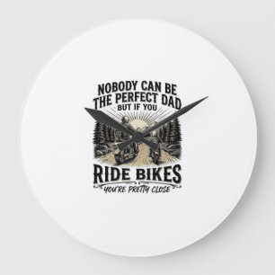 Perfect Dad Ride Bikes Vintage Biker Shirt Design_ Large Clock