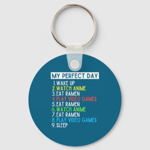 Perfect Day Anime Gaming Ramen Lover Funny Eat Sle Keychain