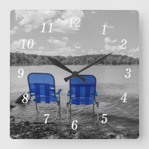 Perfect Day At The Lake Grayscale Wall Clock