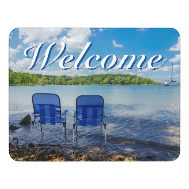 Perfect Day At The Lake Welcome Door Sign (Contemporary Front)