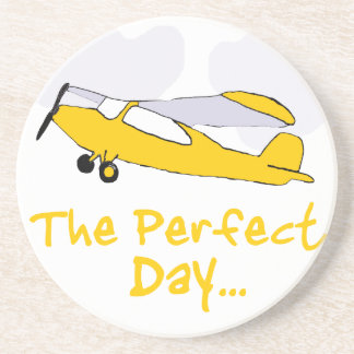 Perfect day flying airplane drink coaster