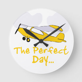 Perfect day flying airplane round clock