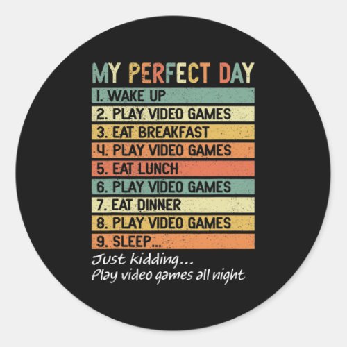 Perfect Day Gamer Gifts for Teen Boys Video Games Classic Round Sticker