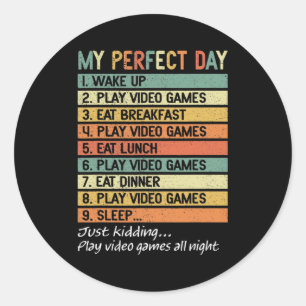 Perfect Day Gamer Gifts for Teen Boys Video Games Classic Round Sticker