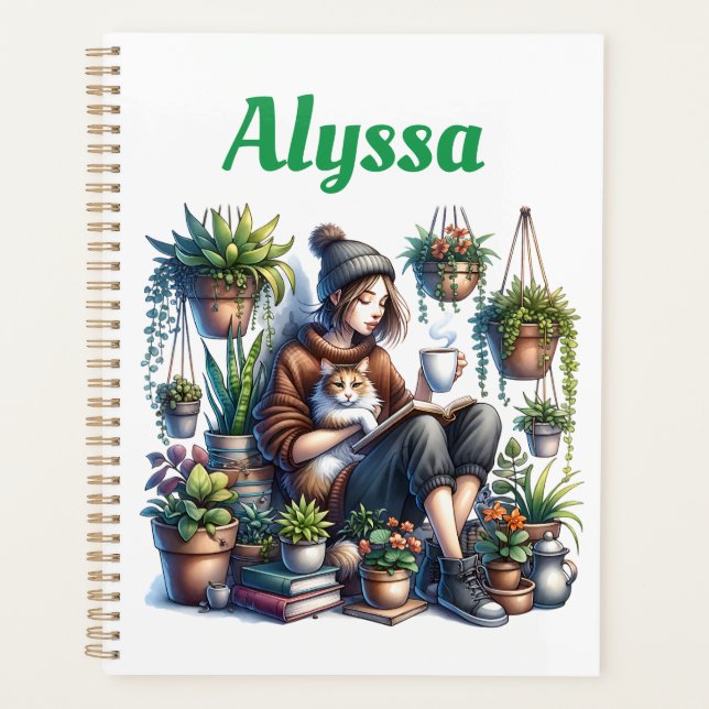 Perfect Day | Girl Reading with Cat and Plants Planner (Front)