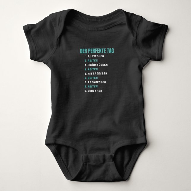 Perfect Day Riding Horses Pony Rider Horsewoman Baby Bodysuit (Front)