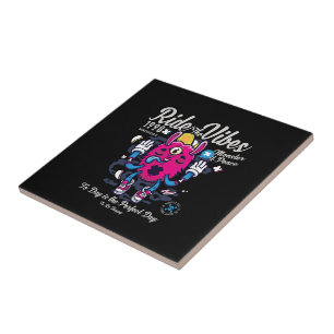 Perfect day to be happy   Funny Monster at peace Ceramic Tile