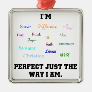 Perfect Diversity Gay Geek Pagan Word Art Metal Ornament
