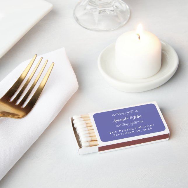 Perfect Elegant Bride & Groom Wedding Periwinkle Matchboxes (Insitu)
