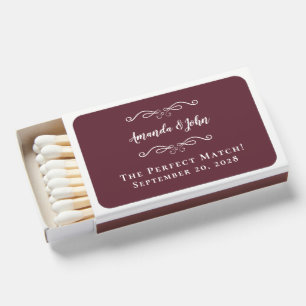 Perfect Elegant Burgundy Wedding Modern Favors Matchboxes