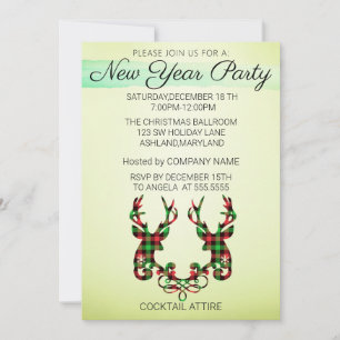 Perfect, Elegant, Checkered Reindeer Christmas In Invitation