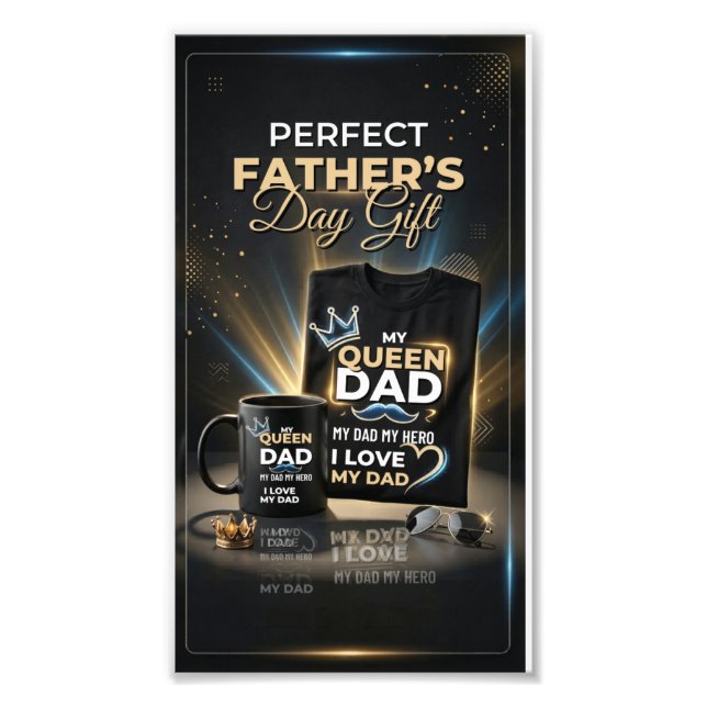 Perfect Father’s Day Gift Poster | My Queen Dad Pr (Front)