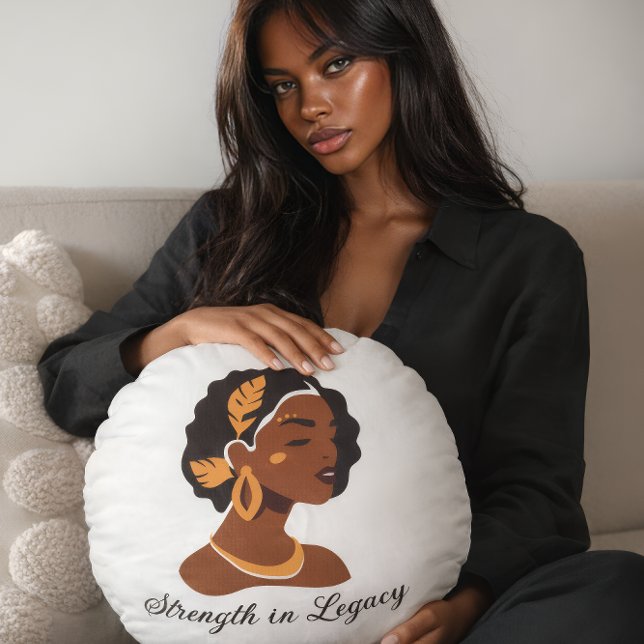 Perfect for Black History Month 2026 celebration  Round Pillow (Strength is not loud.
It is inherited.
It is remembered.#BlackHistoryMonth2026 #100YearsStrong  
)