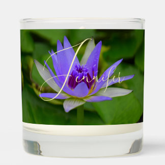 Perfect for Her! Purple Water Lily Personalized Scented Candle